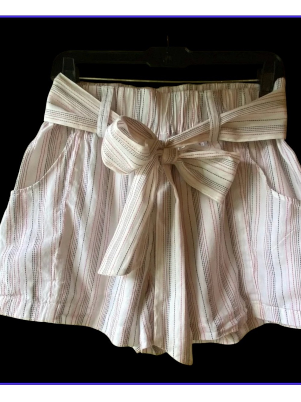 Hatch High-Waisted Paperbag Striped Shorts cotton euc size 0